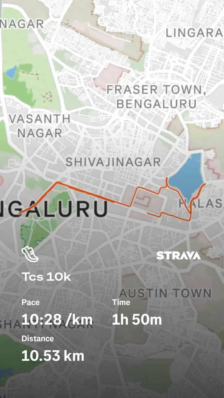 Rajesh's Strava activity for the TCS World 10K